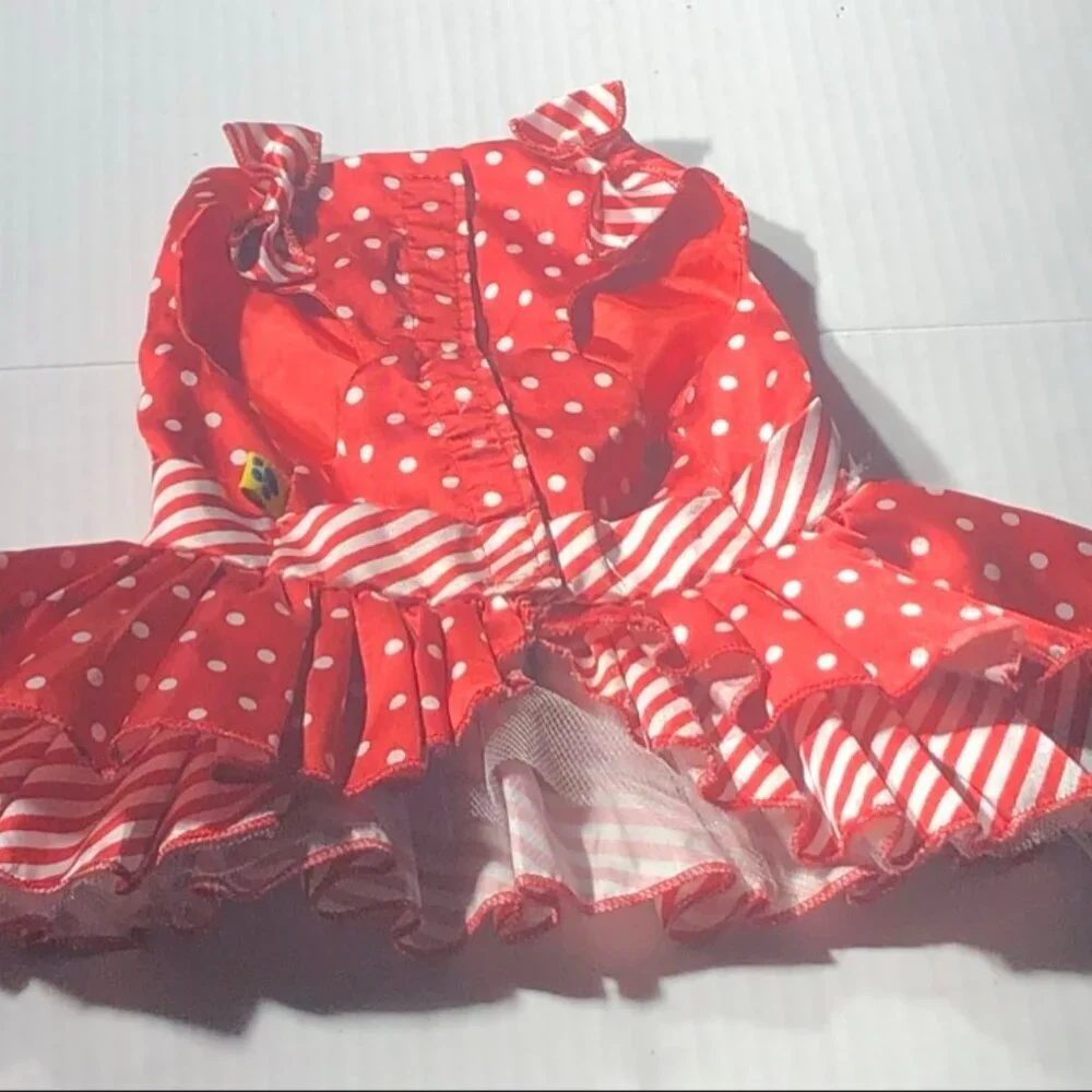 Build A Bear Candy Cane Dress Red and White One Size